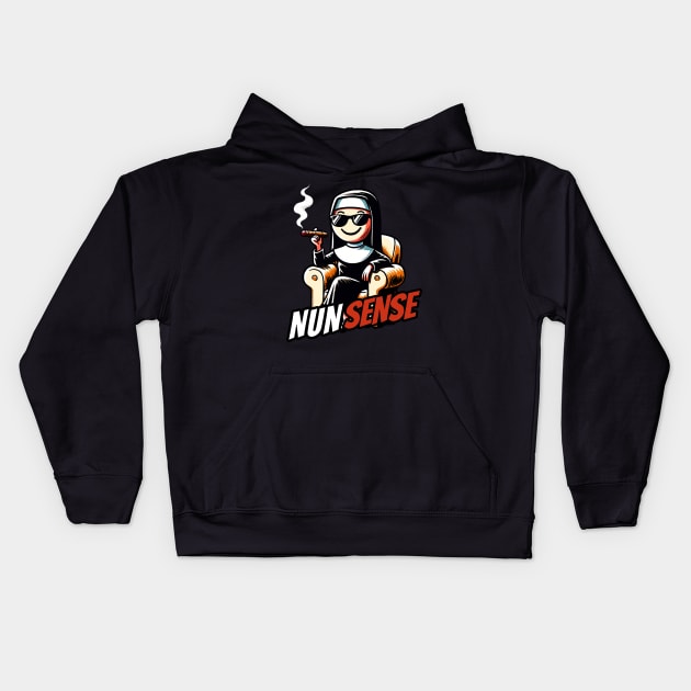 Nonsenes Nunsense Nun Kids Hoodie by DoodleDashDesigns